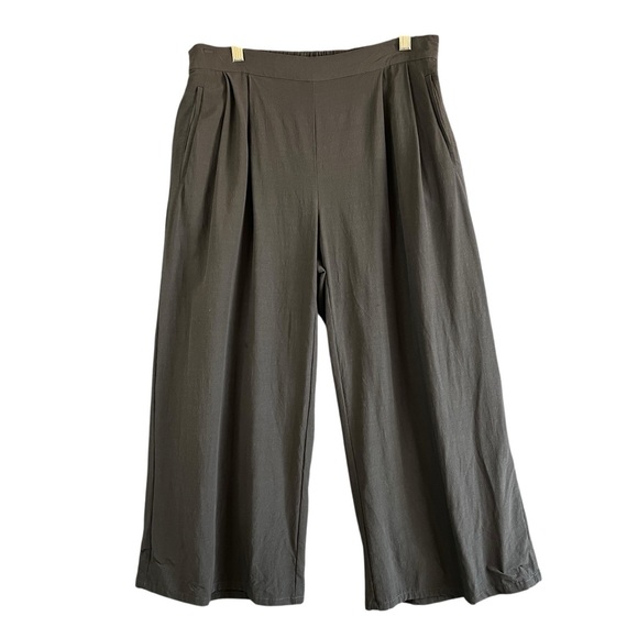 EILEEN FISHER High Waist Wide Leg Pull On Pants Pockets Grey Size Small FLAWS - Picture 1 of 12